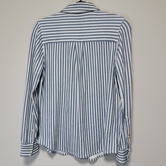 Faherty Navy Blazer Stripe Legend Sweater Shirt Cozy - Picture 7 of 9